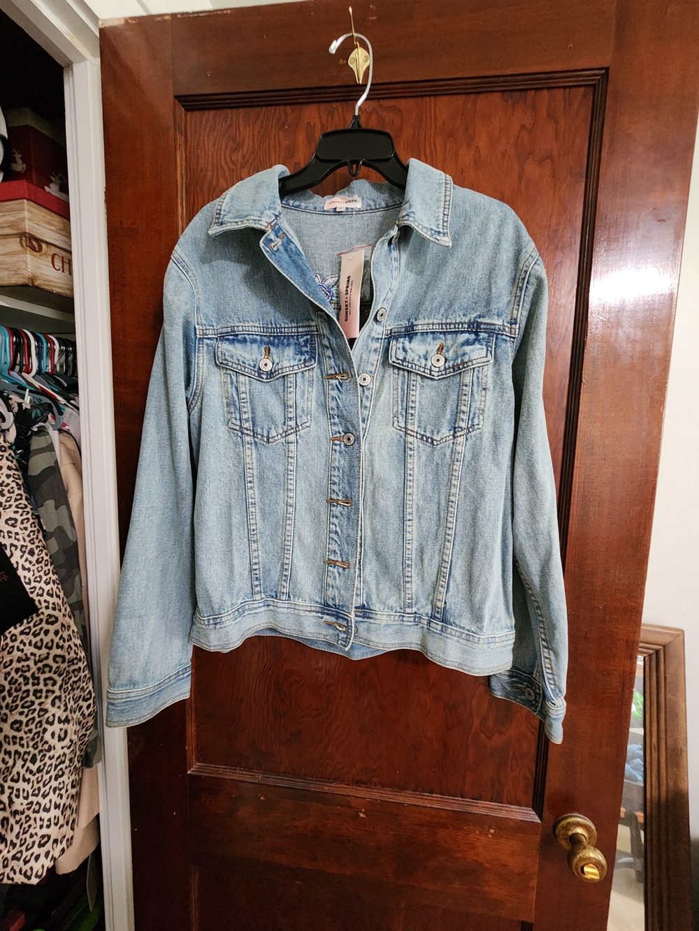 Sunset & Spring  Floral Embroidered Trucker Jacket